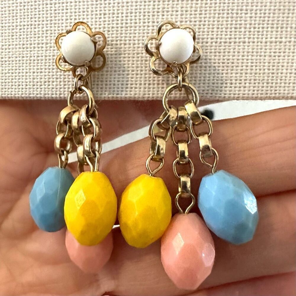 SARAH COVENTRY vintage colorful CARNIVAL" earrings